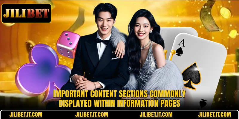 Important content sections commonly displayed within information pages